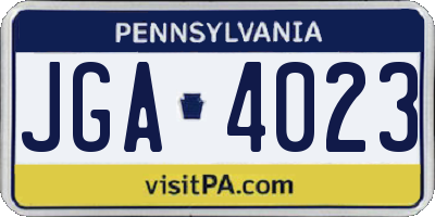 PA license plate JGA4023