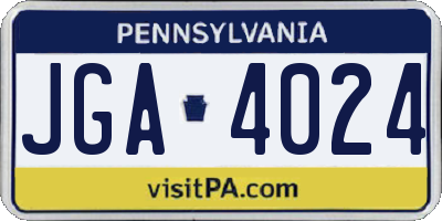 PA license plate JGA4024
