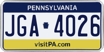 PA license plate JGA4026