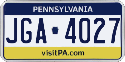 PA license plate JGA4027