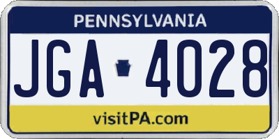 PA license plate JGA4028
