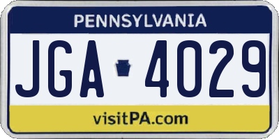 PA license plate JGA4029
