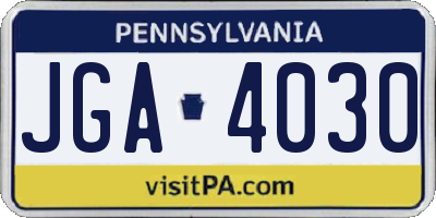PA license plate JGA4030