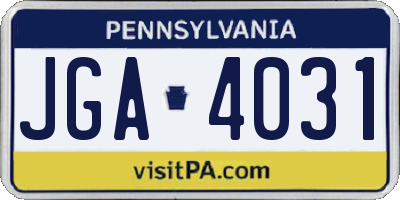 PA license plate JGA4031