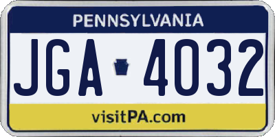 PA license plate JGA4032