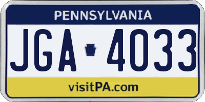 PA license plate JGA4033