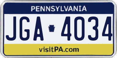 PA license plate JGA4034