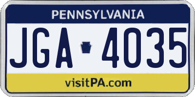 PA license plate JGA4035