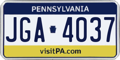 PA license plate JGA4037