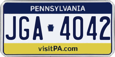PA license plate JGA4042