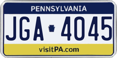 PA license plate JGA4045
