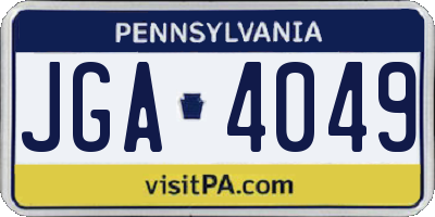 PA license plate JGA4049