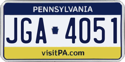 PA license plate JGA4051