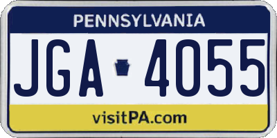 PA license plate JGA4055