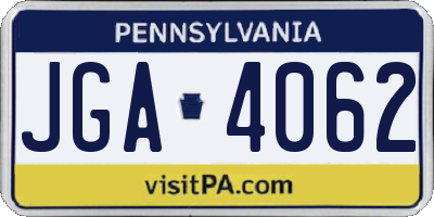 PA license plate JGA4062