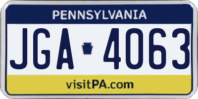 PA license plate JGA4063
