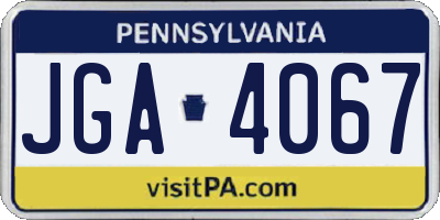 PA license plate JGA4067