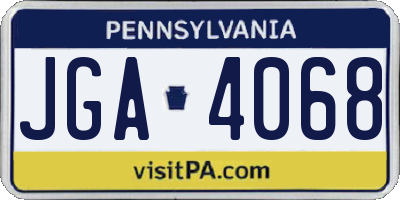 PA license plate JGA4068