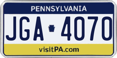 PA license plate JGA4070