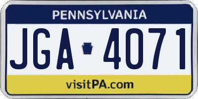 PA license plate JGA4071