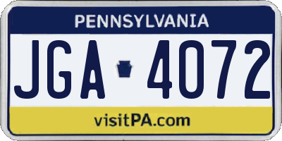 PA license plate JGA4072