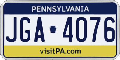 PA license plate JGA4076