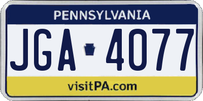 PA license plate JGA4077