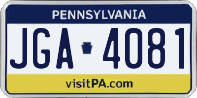 PA license plate JGA4081