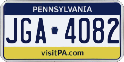 PA license plate JGA4082