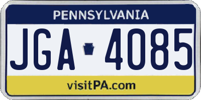 PA license plate JGA4085