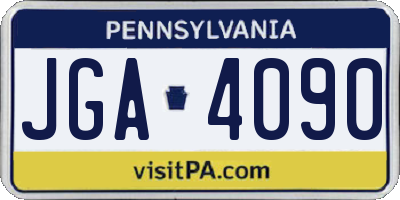 PA license plate JGA4090