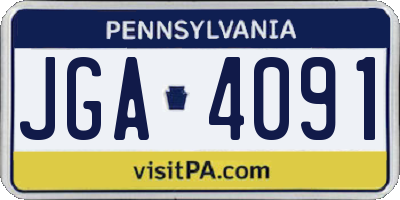 PA license plate JGA4091