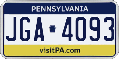 PA license plate JGA4093