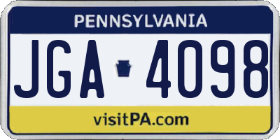 PA license plate JGA4098