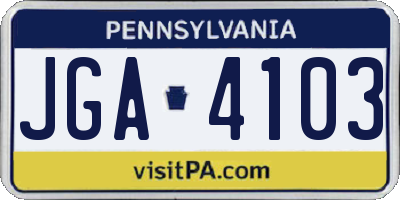 PA license plate JGA4103