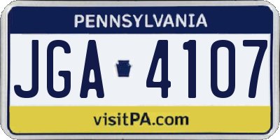 PA license plate JGA4107