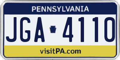 PA license plate JGA4110