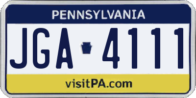 PA license plate JGA4111