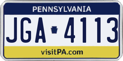 PA license plate JGA4113