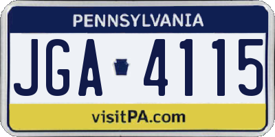 PA license plate JGA4115
