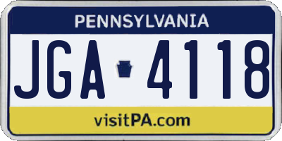 PA license plate JGA4118