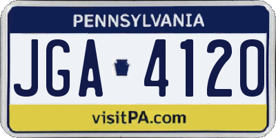PA license plate JGA4120