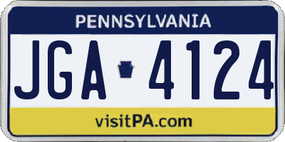 PA license plate JGA4124