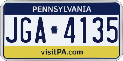 PA license plate JGA4135