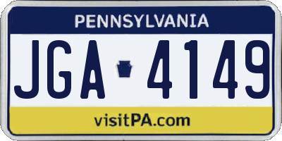 PA license plate JGA4149