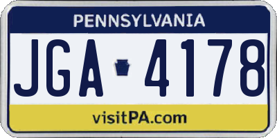 PA license plate JGA4178