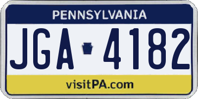 PA license plate JGA4182
