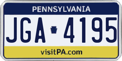 PA license plate JGA4195