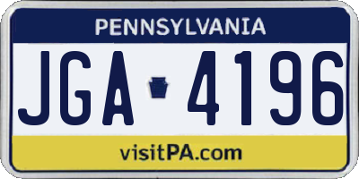 PA license plate JGA4196