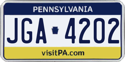 PA license plate JGA4202